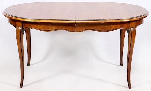BODART OVAL WALNUT DINING TABLE AND TWO LEAVES