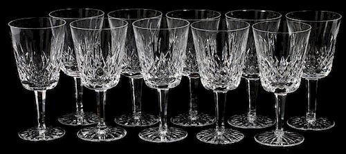 WATERFORD 'LISMORE' CRYSTAL WATER GOBLETS SET OF 10