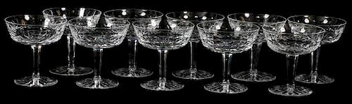 WATERFORD 'LISMORE' CRYSTAL CHAMPAGNES SET OF 10