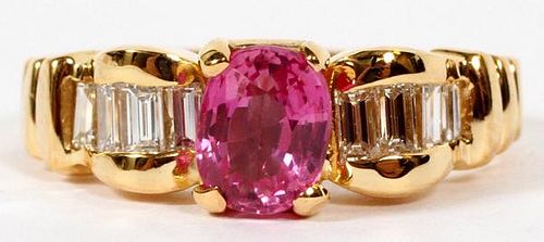 NATURAL OVAL PINK SAPPHIRE AND 2.10CT DIAMOND RING