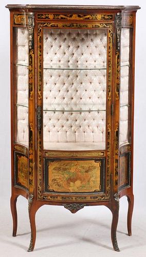 LOUIS XV STYLE INLAID CURIO CABINET