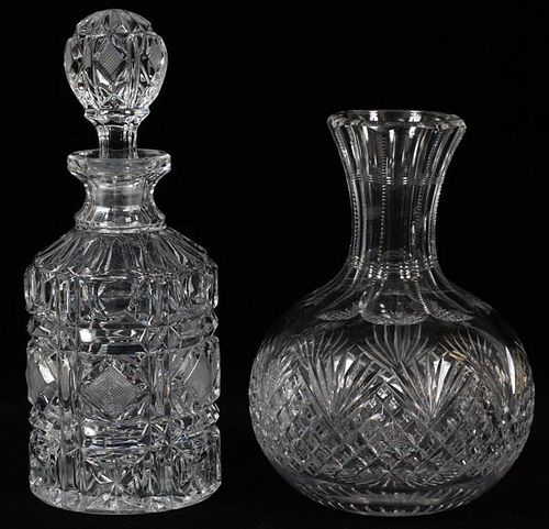 HAND CUT CRYSTAL WATER BOTTLE & WINE DECANTER 2 PCS