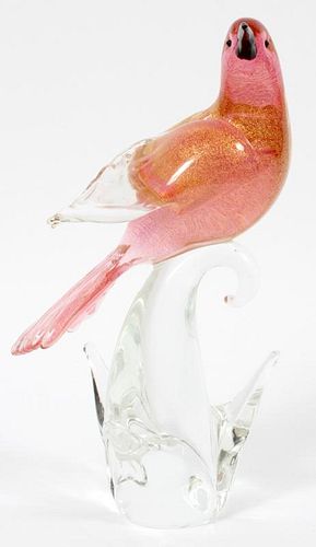FORMIA MURANO GOLD FLECKED PINK GLASS SCULPTURE