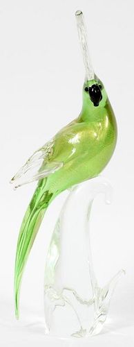 FORMIA MURANO GOLD FLECKED GREEN & CLEAR SCULPTURE
