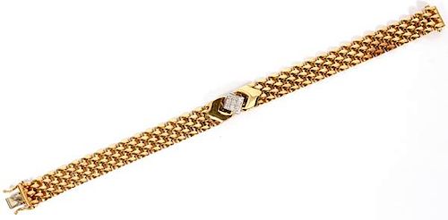 DIAMOND CLUSTER AND 14KT YELLOW GOLD BRACELET