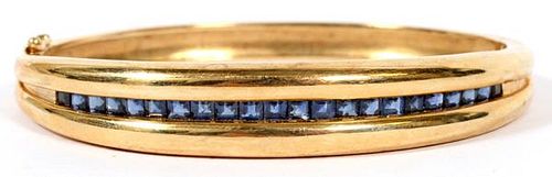 SAPPHIRE AND 14KT YELLOW GOLD BANGLE BRACELET