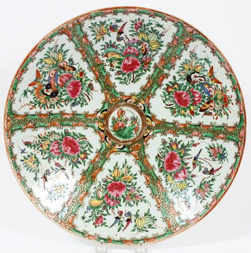 CHINESE EXPORT ROSE MEDALLION PORCELAIN CHARGER