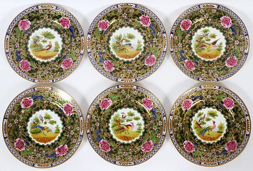 CHELSEA STYLE HAND PAINTED SERVICE PLATES SET OF 6