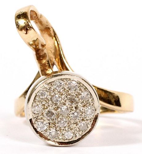 14KT YELLOW GOLD AND PAVE DIAMOND RING