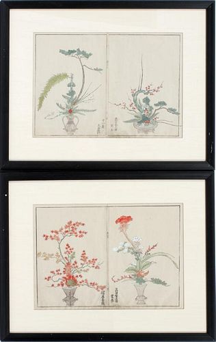 JAPANESE WOODBLOCK BOTANICAL DIPTYCHS TWO