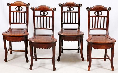CHINESE TEAKWOOD SIDE CHAIRS C. 1900