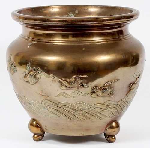 FOOTED BRASS PLANTER