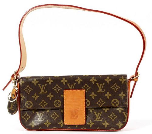 LOUIS VUITTON STYLE CANVAS BAG AND KEY CHAIN