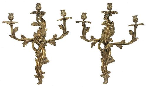 Pair Louis XV Style Bronze Three-