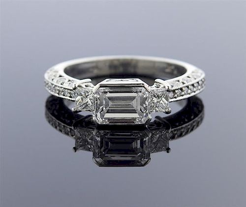 GIA 1.59ct E IF Emerald Cut Diamond Engagement Ring