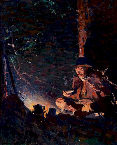 William Herbert Dunton | Evening Meal - The Hunter's Supper