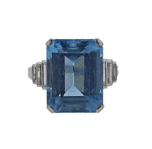 Tiffany &amp; Co Platinum Diamond Aquamarine Ring