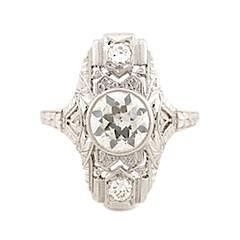 Ladies Art Deco Platinum & Diamond Filigree Ring