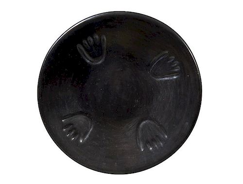 Margaret Tafoya | Blackware Plate Bear Paw Design
