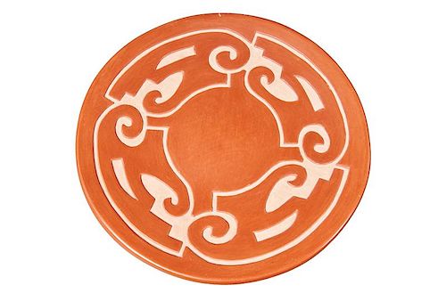 Richard Ebelacker | Santa Clara Redware Carved Plate with Four Seasons Design