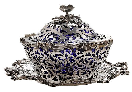 English Silver Lidded and Cobalt