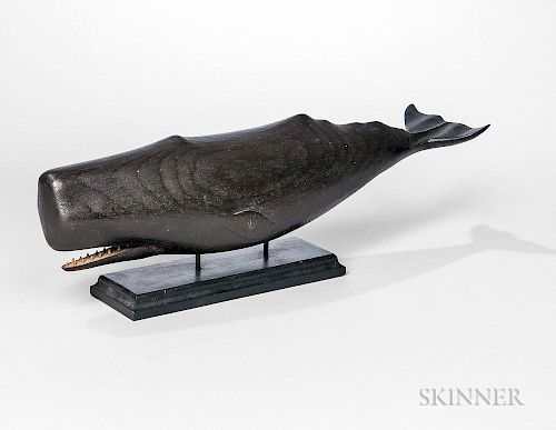 Carved and Painted Wooden Full-body Sperm Whale