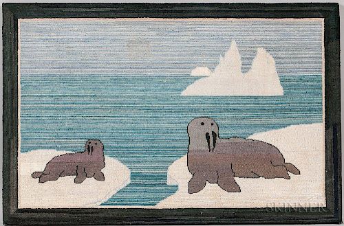 Seal and Pup Hooked Mat