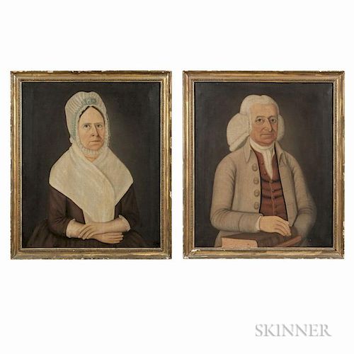 John Brewster, Jr. (Connecticut/Maine, 1766-1854), Pair of Portraits of Deacon Benjamin Titcomb (1726-1798) and his wife Anne