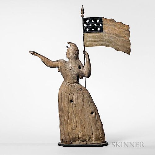 Molded and Painted Sheet Copper Goddess of Liberty Weathervane
