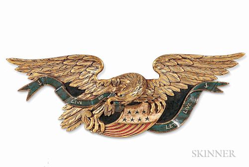 Large Carved, Painted, and Gilded Eagle Plaque