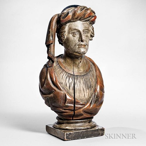Carved and Painted Turk's Head Countertop Figure