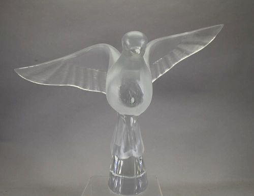 Signed Lalique Frosted Crystal Dove
