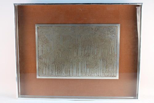 Mid Century Modern Framed Abstract Plaque