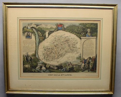 Framed Paris Atlas National Print, Antique