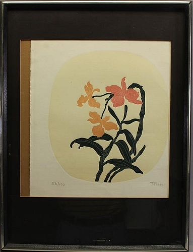 Signed, Lithograph of Flowers (53/100)