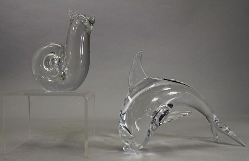 (2) Crystal Figures, Dolphin & Snail