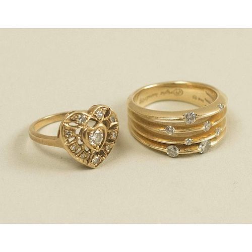 Two Gold and Diamond Rings