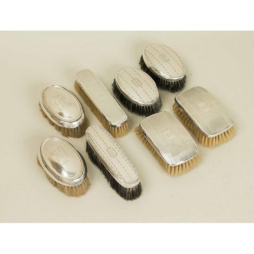 Sterling Silver Brush Sets, Eight Pieces