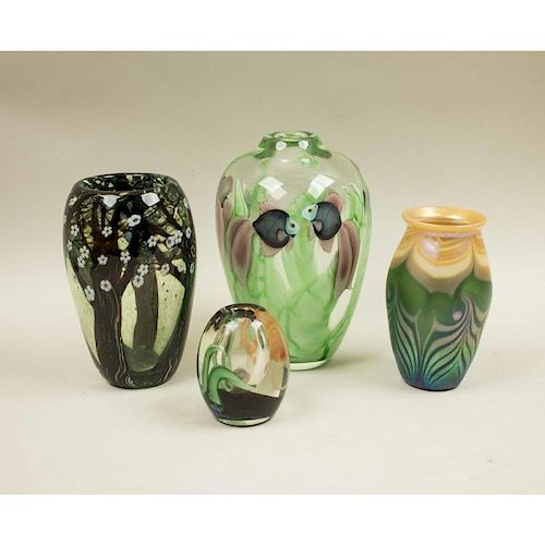 Four Pieces of Lee Hudin Studio Art Glass