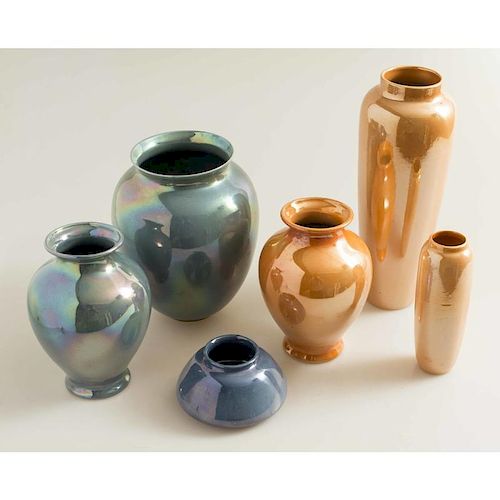 Six Cowan Art Pottery Vases