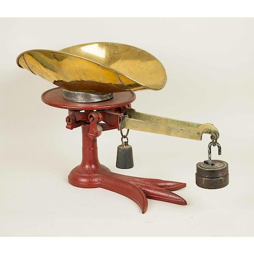 Fairbanks Store Scale with Brass Basket & Weights