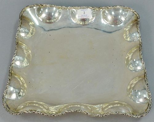 Large square sterling silver tray. 13" x 13", 32 t oz.