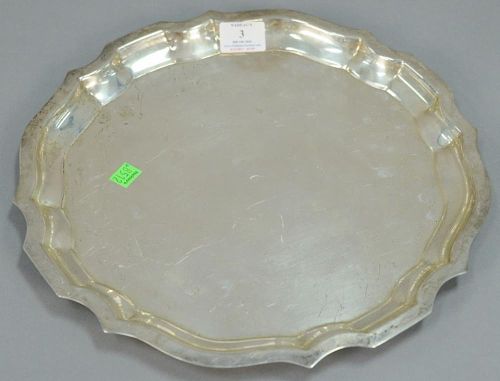 Large sterling server round tray with scallop edge. dia. 14in., 34.28 t oz.