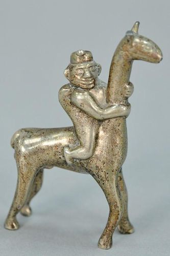 Alva sterling silver llama with rider. ht. 4in., 9.93 t oz.