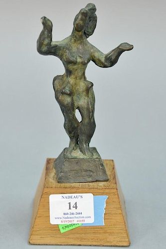 Chaim Gross (1904-1991), patinated bronze, Dancing Girl, signed on base: Chaim Gross 15/50. ht. 6 1/4in.