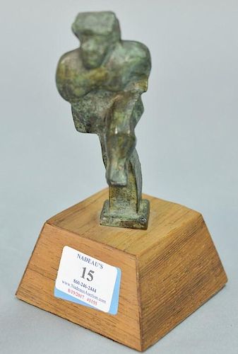 Chaim Gross (1904-1991), patinated bronze, "Girl Pole Vaulter", marked: Chaim Gross 43/50. ht. 5 1/4in.