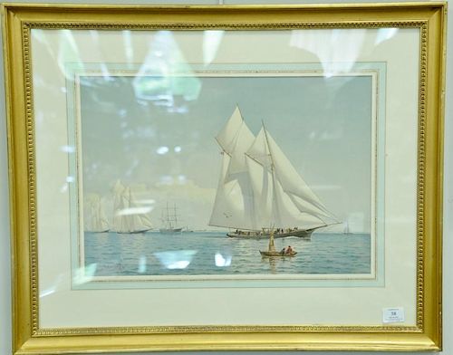 Pair of Fred S. Cozzens colored lithographs including "For the America's Cup, 1881 - The Start" and "A Stern Chase and a Long