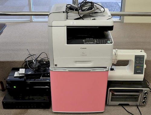 Audioaccess PX-600 Multi Room Pream, Cuisinart oven, Kenmore sewing machine, small pink refridgerator, and Canon ImageClass p