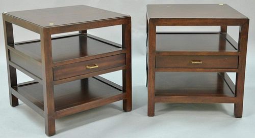 Pair of Bernhardt mahogany tables. ht. 26in., top: 24" x 24"