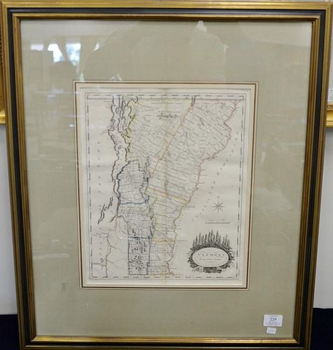 Amos Doolittle, engraved map with hand colored line outline, Vermont from actual survey. 15" x 12 1/4"  Property from Credit 